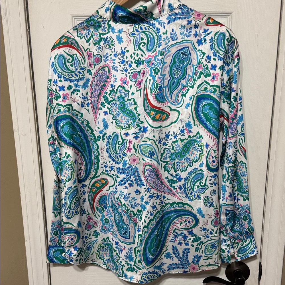 Nwt Cezele Colorful Paisley Button-Up Shirt Size Small View 5